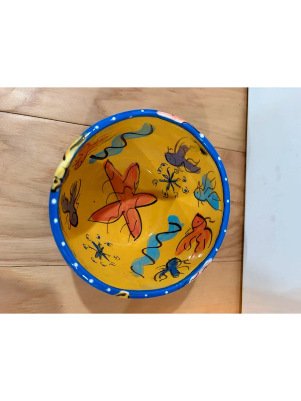 Vintage Hand-painted Colorful Ceramic Bowl 5”Wx3.5”T Signed & Dated